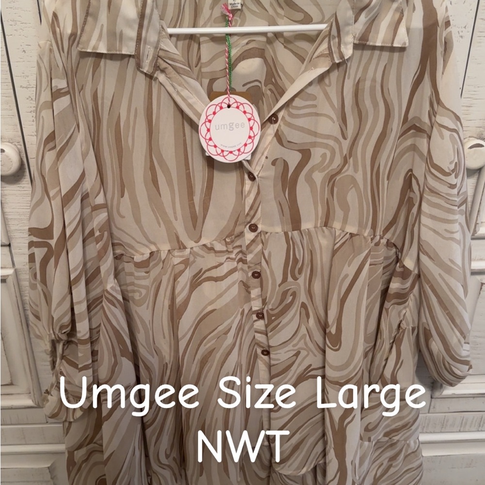 Umgee Beige and Brown Zebra Pattern Top